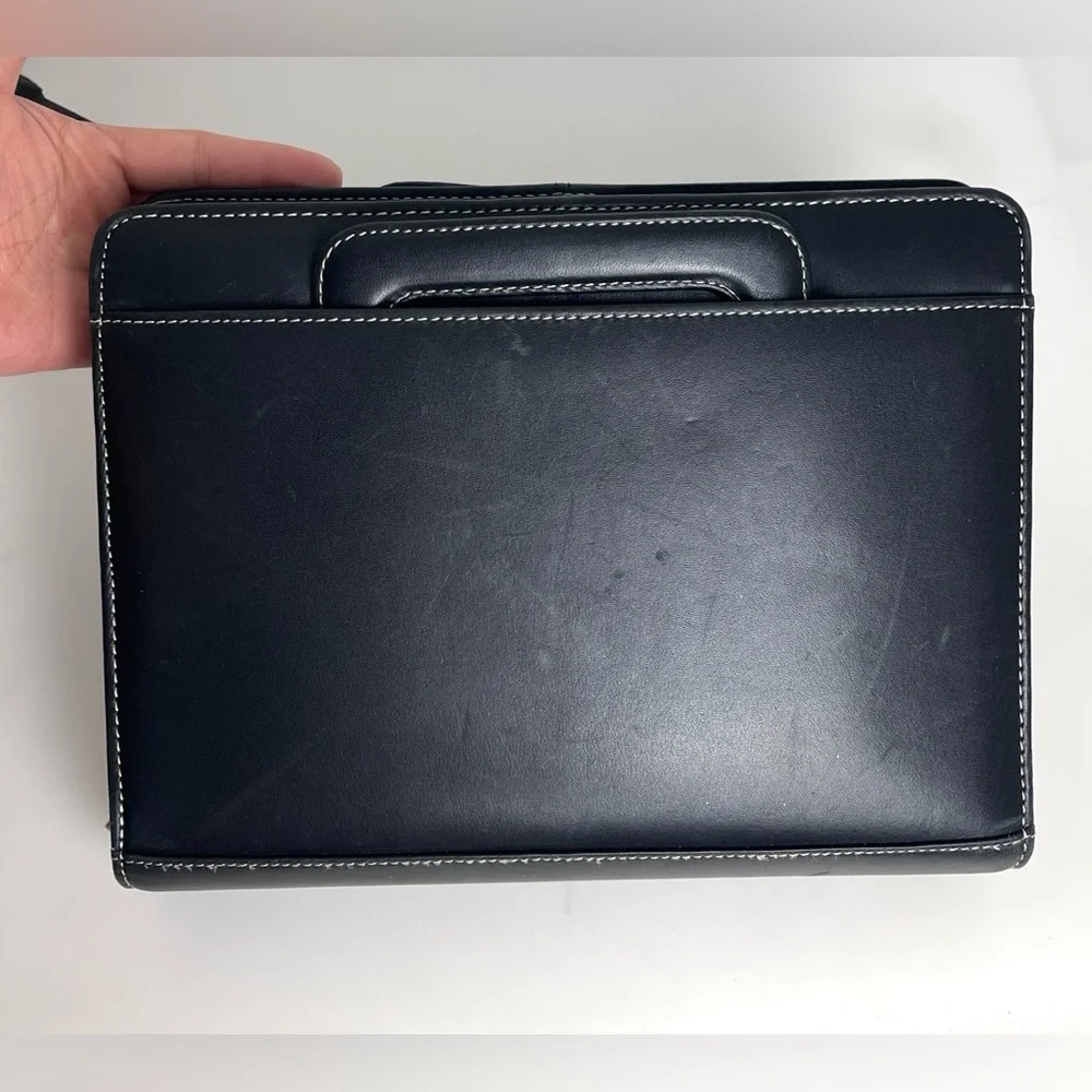 2009 Franklin Covey LEATHER Planner Organizer 7 Ring Insert Handle 10.25” UNUSED